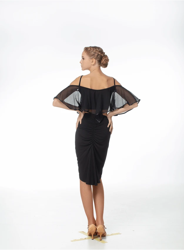 Dance.me Топ жіночий ТР519, масло/сітка, чорний