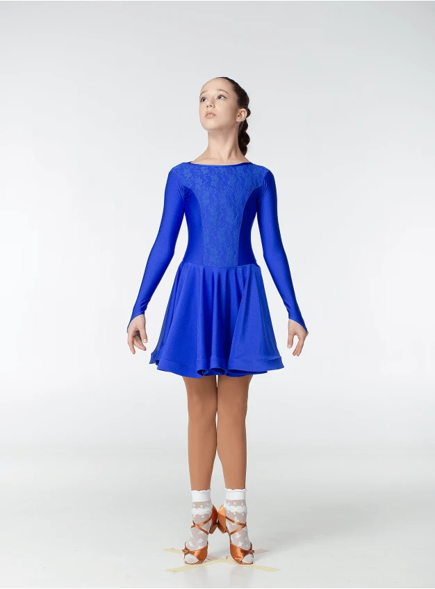Рейтинговое платье BS420DR-1# Dance.Me, бифлекс, электрик