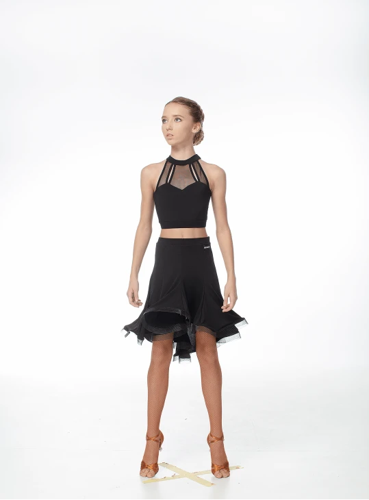 Топ TP499 для дівчинки, чорний, масло, сітка