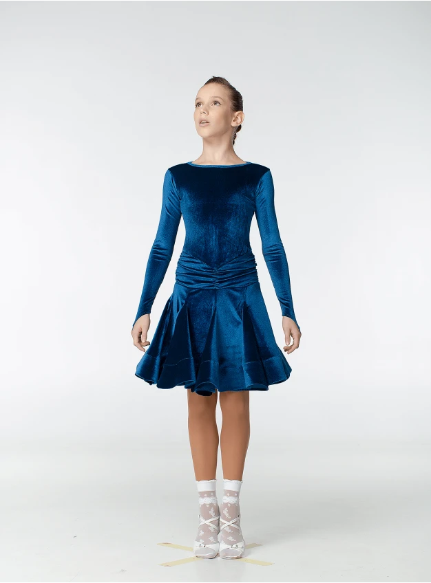 Juvenile dress BS510DR-13# for a girl, sea wave, velvet
