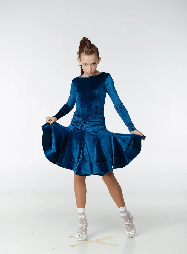 Juvenile dress BS510DR-13# for a girl, sea wave, velvet