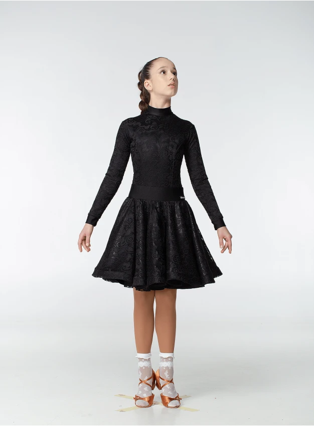 Бейсик BS198-274-11# для девочки, черный, бифлекс, гипюр