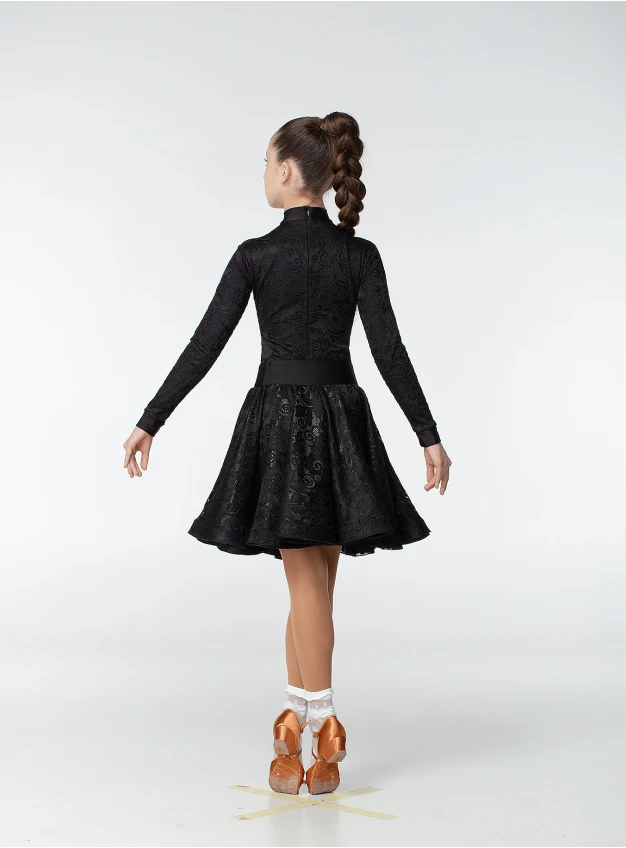 Бейсик BS198-274-11# для девочки, черный, бифлекс, гипюр