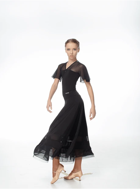 Блуза BL601 для дівчинки, чорний, масло, сітка