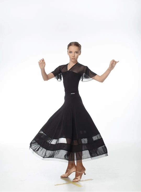 Спідниця US100# для дівчинки, чорний, масло, сітка