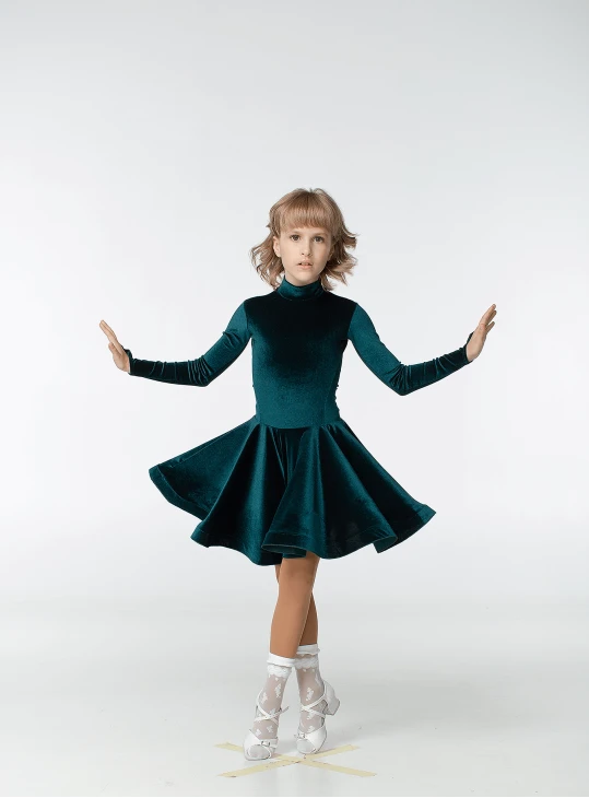 Бейсик BS67DR-13# для девочки, темно-зелёный, бархат