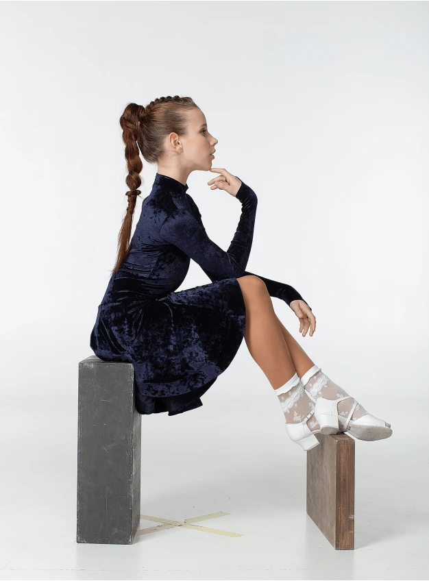 Juvenile dress BS513DR-13# for a girl, Inky, velvet