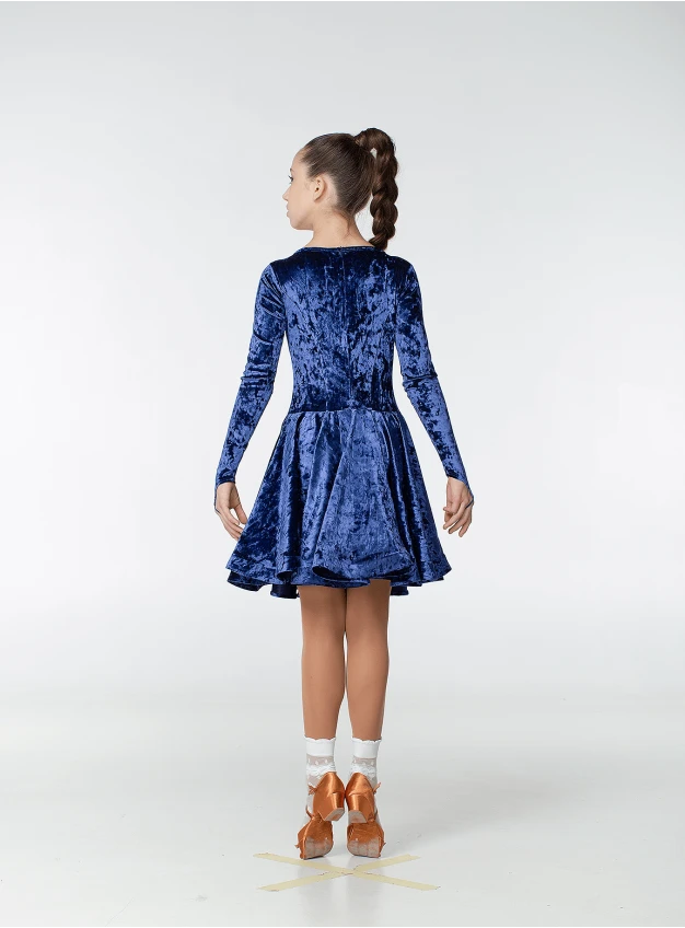 Juvenile dress BS420DR-13С# for a girl, electric blue, velvet