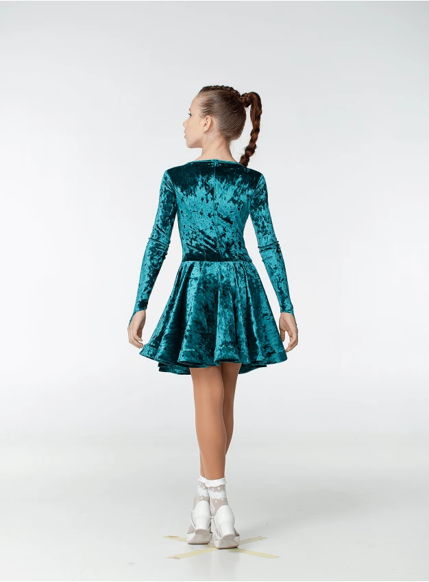 Рейтинговое платье BS420DR-13С# Dance.Me, бархат, изумрудный