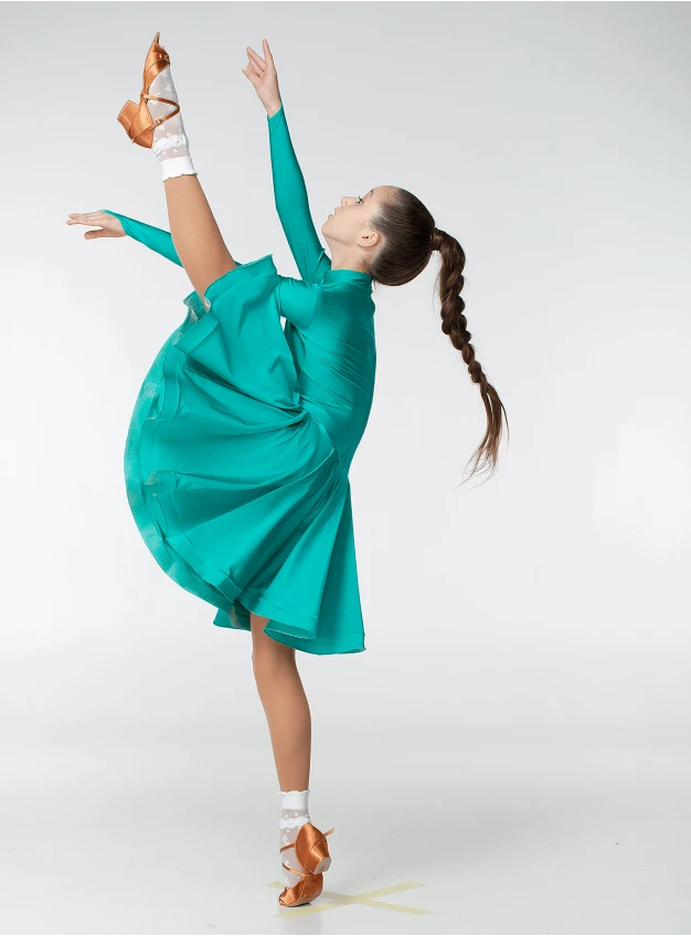 Juvenile dress BS67DR# for a girl, green, lycra