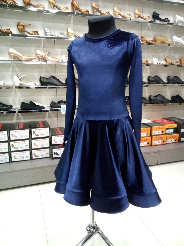 Juvenile dress BS420DR-13А# for a girl, blue, velvet