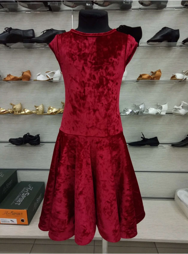Juvenile dress BS509-13С# for a girl, red, velvet