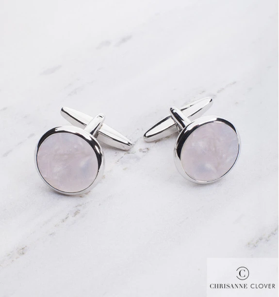 Запонки CFL.SIL/MOP срібло з рожевим перламутром