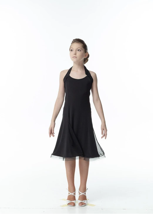 Convertible dress PL279# for a girl, black, crepe