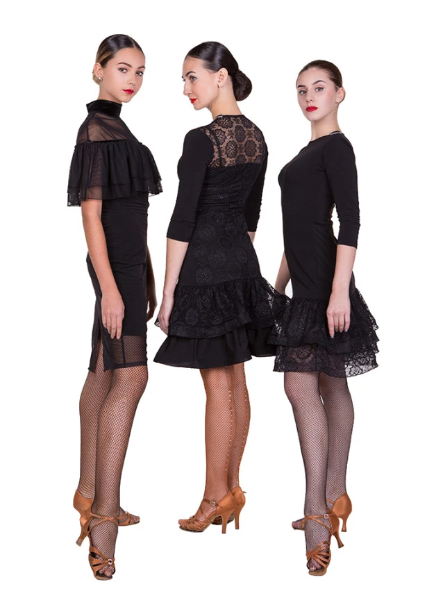 Сукня PL439# жіноча, чорний, масло, гіпюр