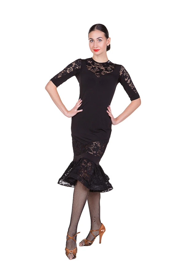 Платье Латина PL428# женское Dance.me, Украина, Масло+гипюр, Черный