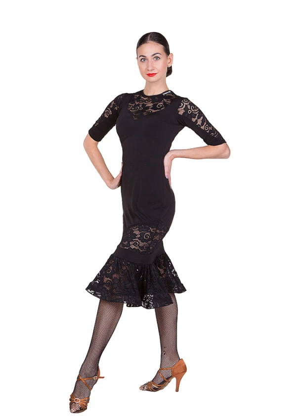 Платье Латина PL428# женское Dance.me, Украина, Масло+гипюр, Черный