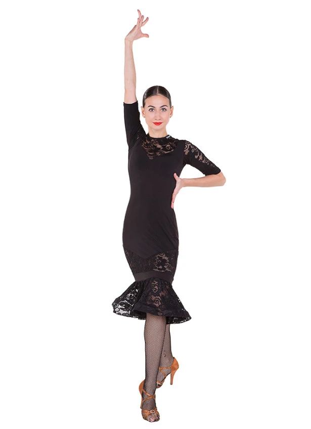 Платье Латина PL428# женское Dance.me, Украина, Масло+гипюр, Черный