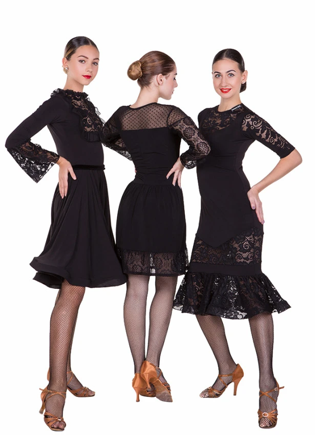 Платье Латина PL428# женское Dance.me, Украина, Масло+гипюр, Черный