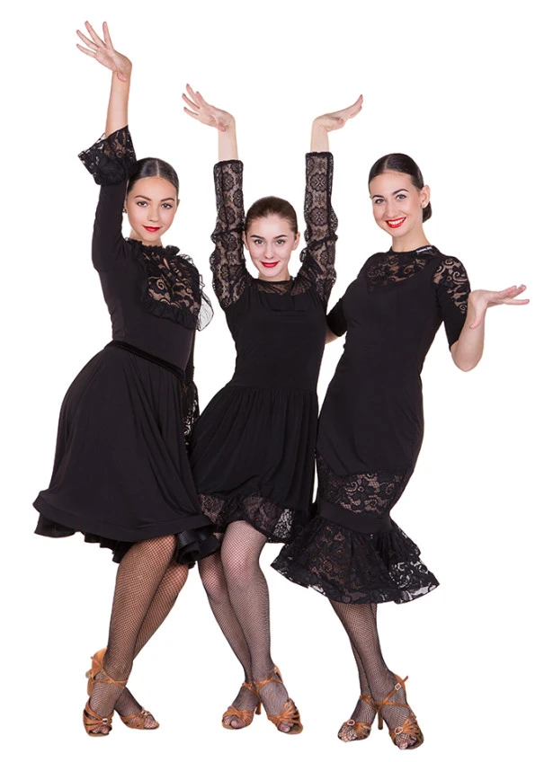 Платье Латина PL432 женское Dance.me, Украина, Масло+сетка+гипюр, Черный
