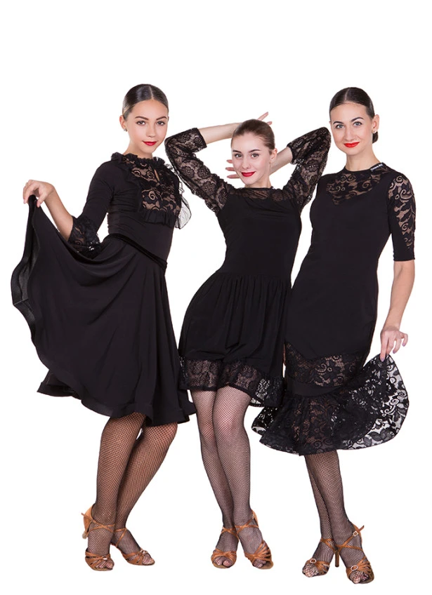 Платье Латина PL428# женское Dance.me, Украина, Масло+гипюр, Черный