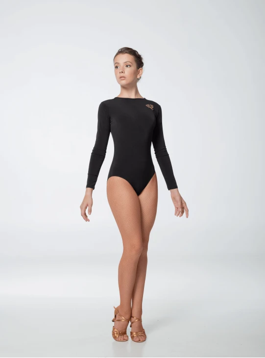 Dance Me Купальник жіночий K446DR-15, рукав довгий, масло, чорний