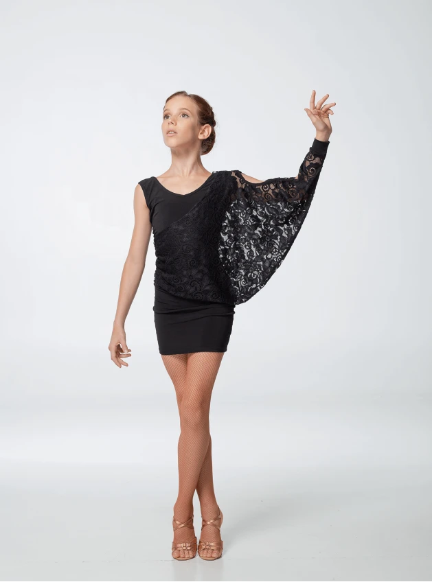 Сукня PL240-11 для дівчинки, чорний, масло, гіпюр