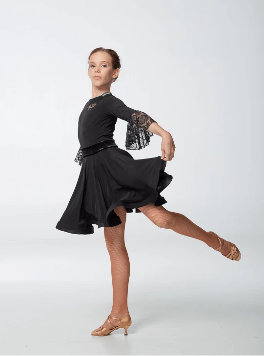 Сукня для дівчинки PL444-15# Dance.me, масло+гіпюр+оксамит, чорний