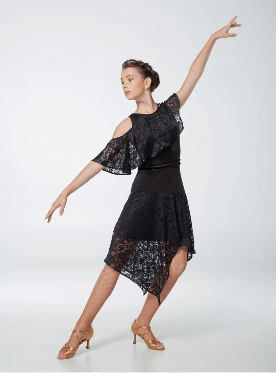 Сукня PL447 жіноча, чорний, масло, гіпюр