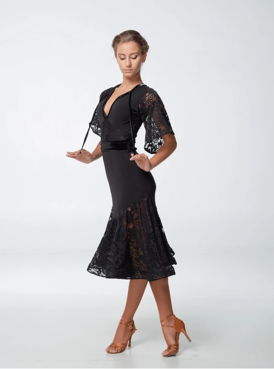 Сукня PL454-11# жіноча, чорний, масло, гіпюр+бархат