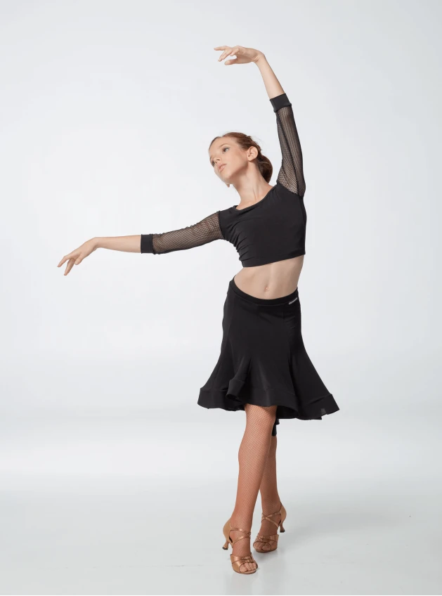 Топ TP469DR-17 для дівчинки, чорний, масло, сітка