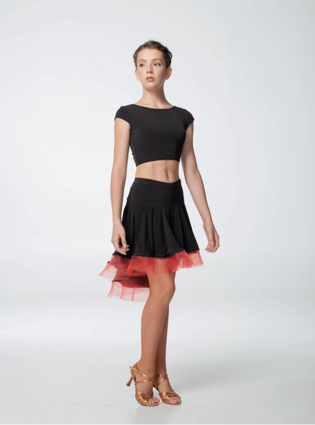 Skirt UL207#zv female, black, micro crepe