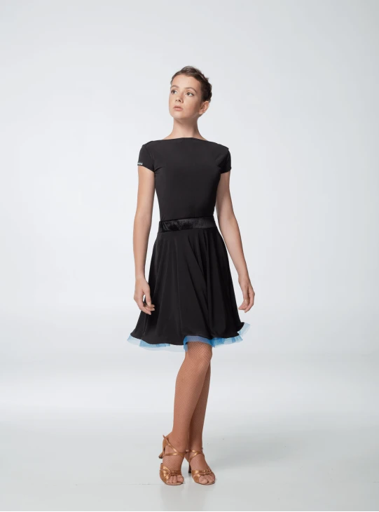 Спідниця жіноча Латина UL402-14#zv Dance.me, масло+оксамит, чорний